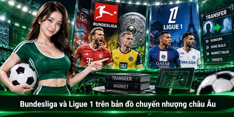 Bundesliga và Ligue 1 trên bản đồ chuyển nhượng châu Âu